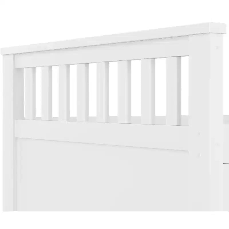 Estructura de cama con plataforma y almacenamiento, tamaño individual - incluye librería, estantes, armarios y 4 cajones