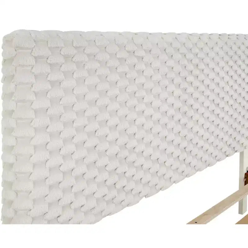Juego de dormitorio de 2 piezas, cama tapizada afelpada en 3D con mesita de noche