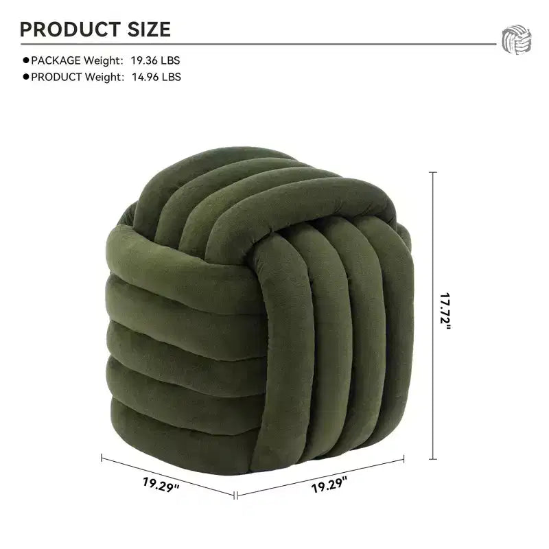 19W Ottoman-Fußhocker, Chenille-Schminkhocker im Knotendesign für Wohnzimmer und Schlafzimmer