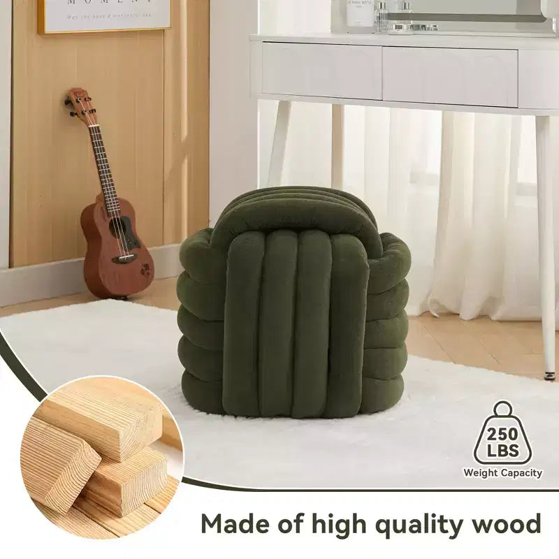 19W Ottoman-Fußhocker, Chenille-Schminkhocker im Knotendesign für Wohnzimmer und Schlafzimmer