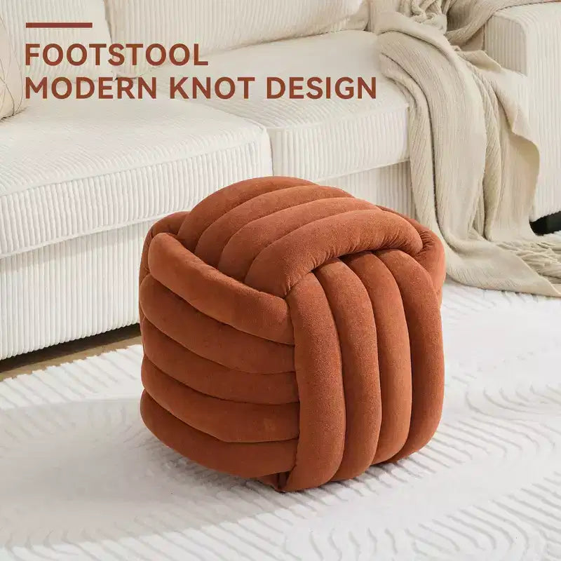 19W Ottoman-Fußhocker, Chenille-Schminkhocker im Knotendesign für Wohnzimmer und Schlafzimmer