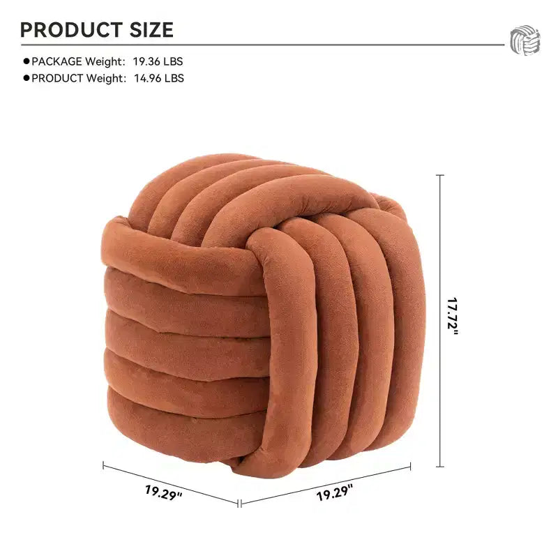 19W Ottoman-Fußhocker, Chenille-Schminkhocker im Knotendesign für Wohnzimmer und Schlafzimmer