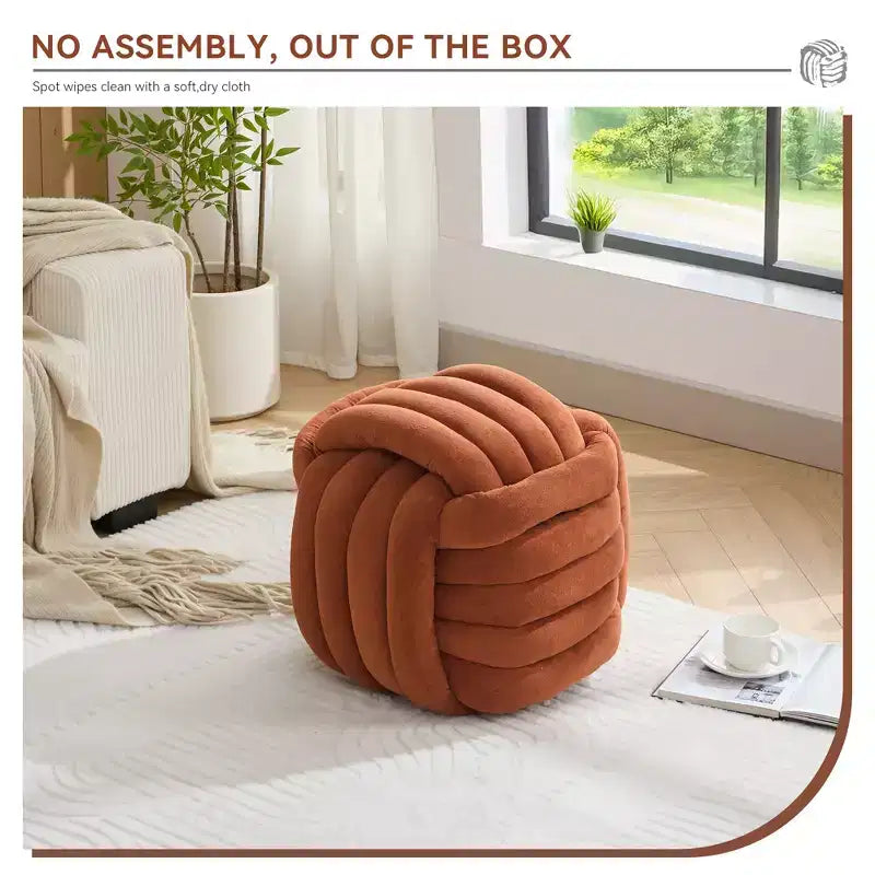 19W Ottoman-Fußhocker, Chenille-Schminkhocker im Knotendesign für Wohnzimmer und Schlafzimmer