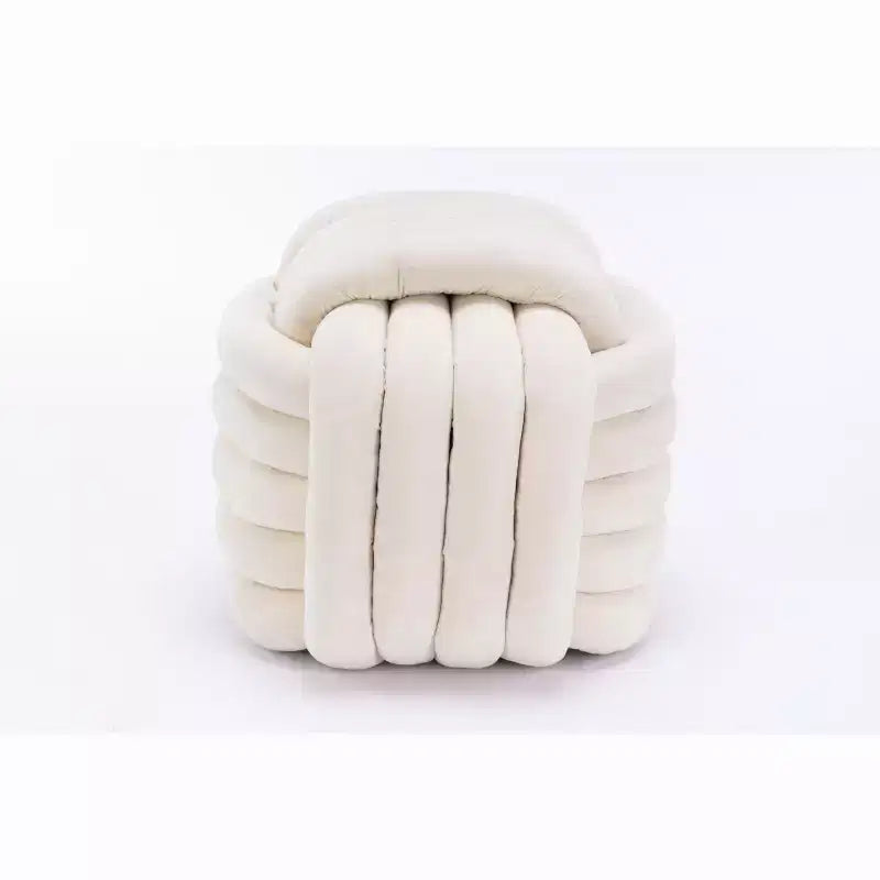 19W Ottoman-Fußhocker, Chenille-Schminkhocker im Knotendesign für Wohnzimmer und Schlafzimmer