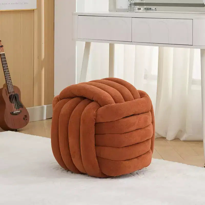 19W Ottoman-Fußhocker, Chenille-Schminkhocker im Knotendesign für Wohnzimmer und Schlafzimmer