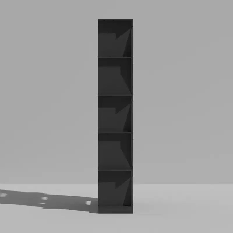 Estantería abierta, estante decorativo de forma única, almacenamiento multifuncional, negro