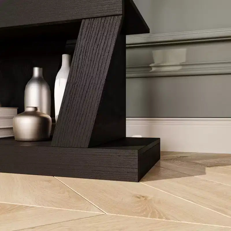 Estantería abierta, estante decorativo de forma única, almacenamiento multifuncional, negro