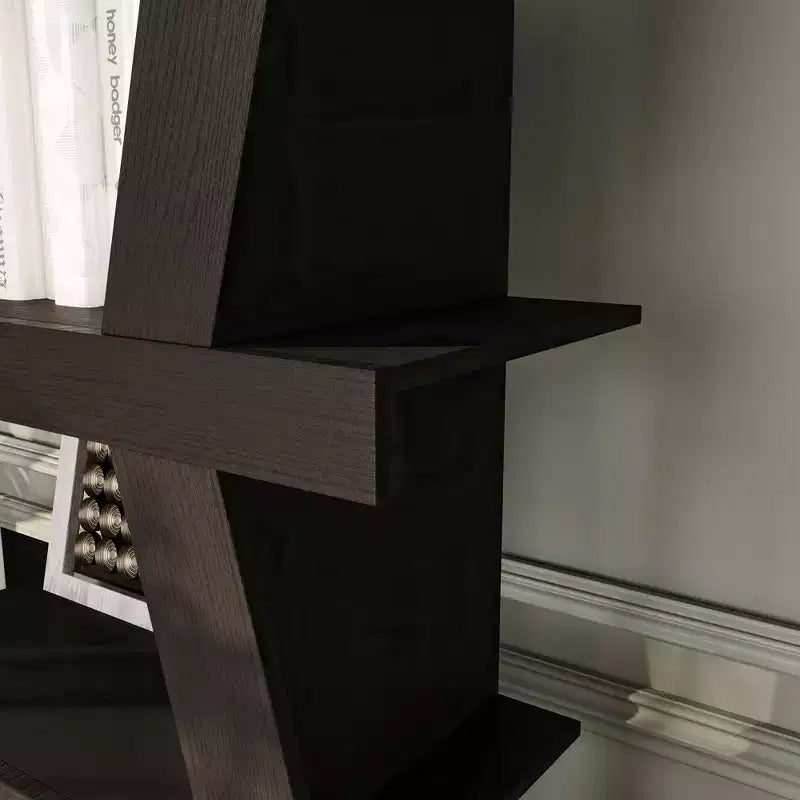 Estantería abierta, estante decorativo de forma única, almacenamiento multifuncional, negro