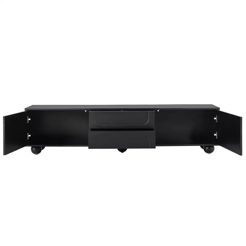 Minimalistischer TV-Ständer/Multimedia-Unterhaltungskonsole, 70 Zoll - mit Schubladen, Staufächern und Push-to-Open-Mechanismen; geeignet für Fernseher bis zu 75 Zoll (Whit