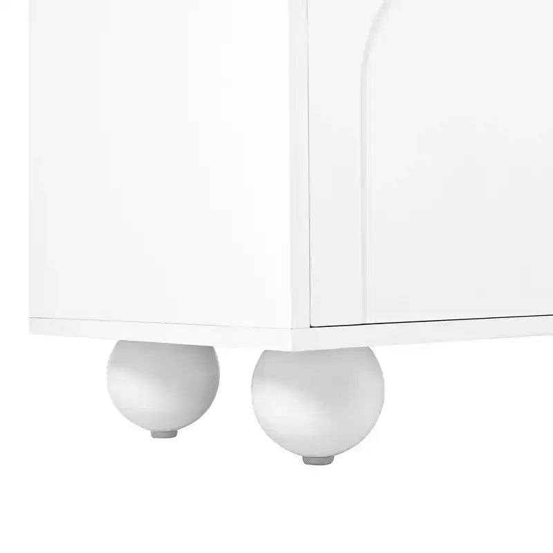 Minimalistischer TV-Ständer/Multimedia-Unterhaltungskonsole, 70 Zoll - mit Schubladen, Staufächern und Push-to-Open-Mechanismen; geeignet für Fernseher bis zu 75 Zoll (Whit
