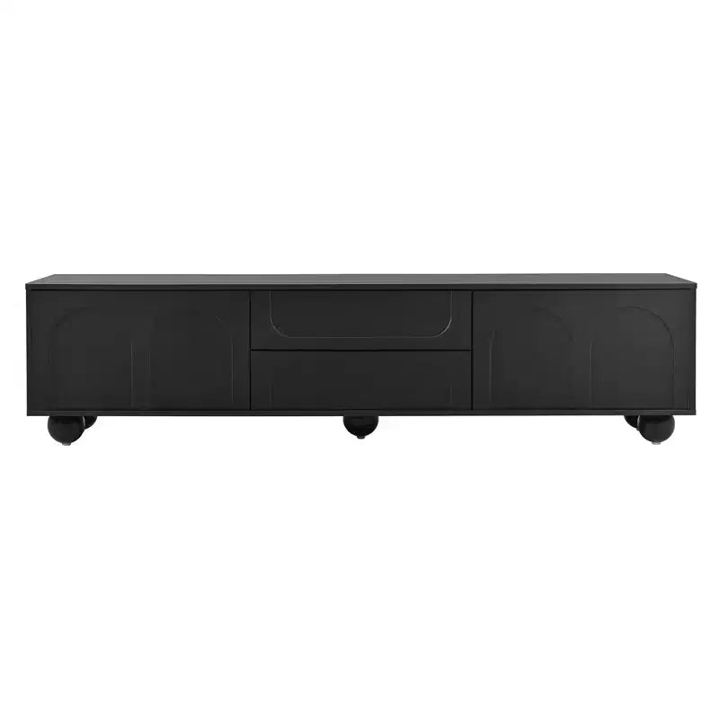Minimalistischer TV-Ständer/Multimedia-Unterhaltungskonsole, 70 Zoll - mit Schubladen, Staufächern und Push-to-Open-Mechanismen; geeignet für Fernseher bis zu 75 Zoll (Whit