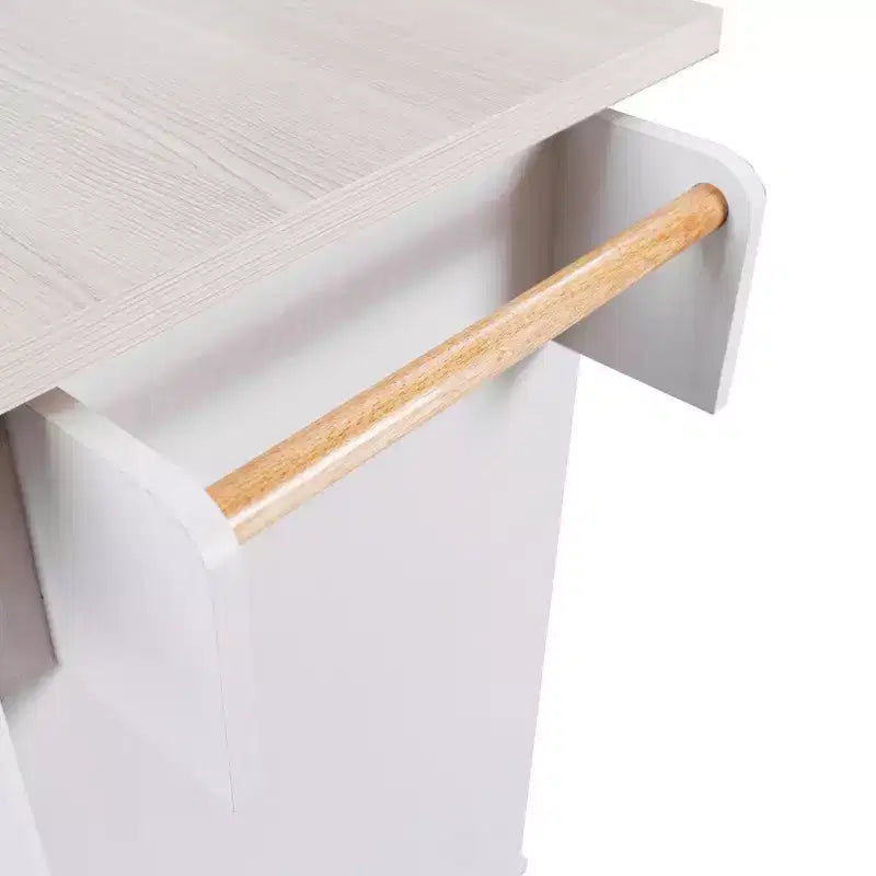 Rollbare Kücheninsel mit Müllschrank, Klappplatte, Gewürzregal, Handtuchhalter, Schublade und verstellbarem Einlegeboden