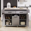 Rollbare Kücheninsel mit Müllschrank, Klappplatte, Gewürzregal, Handtuchhalter, Schublade und verstellbarem Einlegeboden