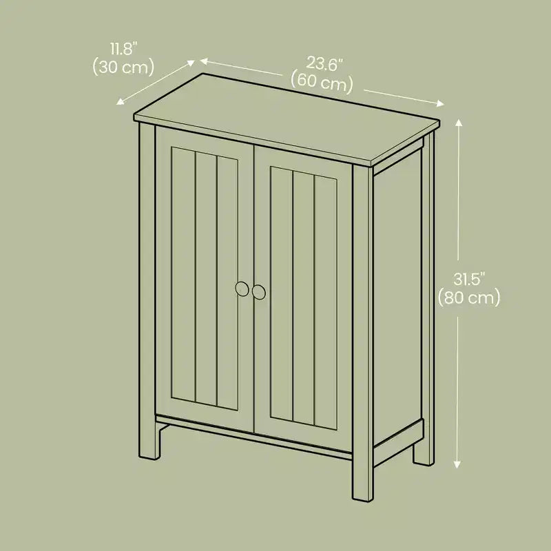Meuble de rangement sur pied avec 2 étagères réglables, organisateur de 23.6 Inch de large pour salle de bain et salon, blanc