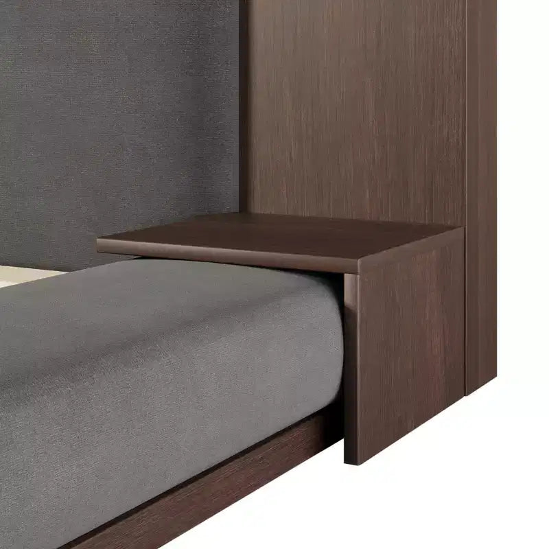 Gepolstertes Plattformbettgestell (inklusive gepolstertem Kopfteil und Nachttisch), kein Boxspringbett erforderlich, grau