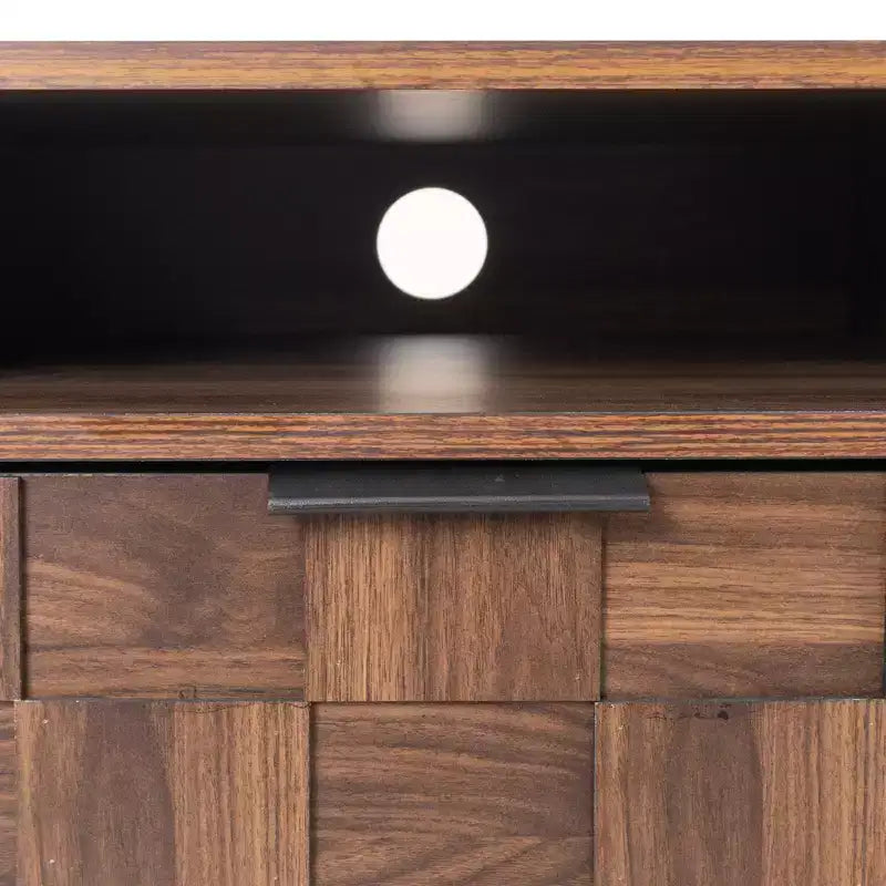 Mueble para televisor de estilo de mediados de siglo con 2 cajones, consola multimedia para televisores de hasta 85'', centro de entretenimiento con 2 armarios de almacenamiento, marrón oscuro