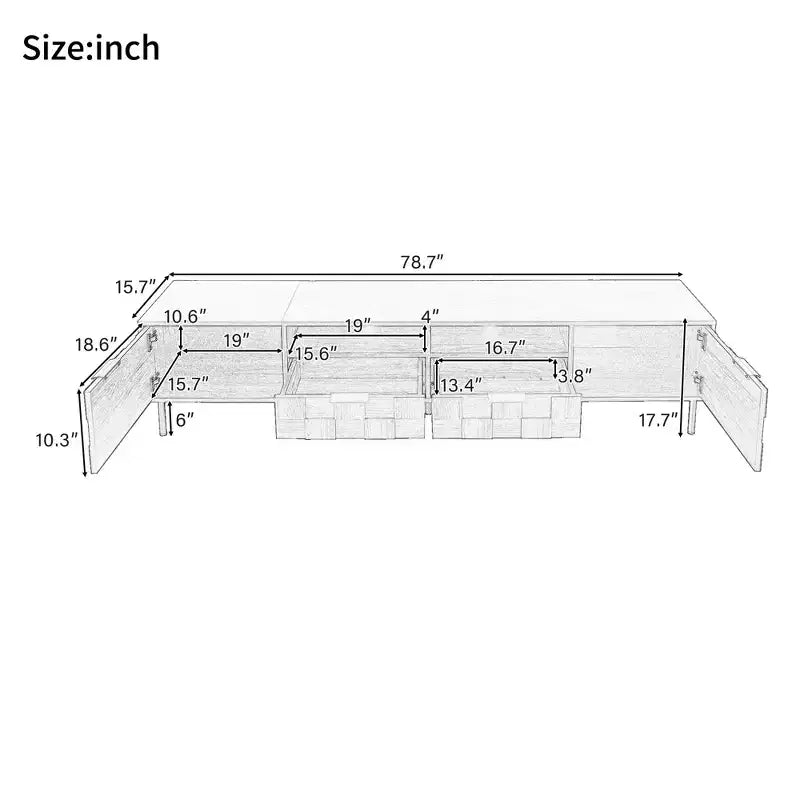 Mueble para televisor de estilo de mediados de siglo con 2 cajones, consola multimedia para televisores de hasta 85'', centro de entretenimiento con 2 armarios de almacenamiento, marrón oscuro