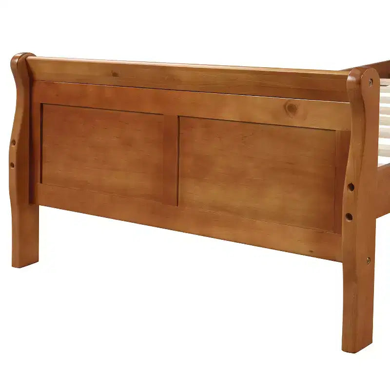 Plattformbettgestell aus Holz im Schlitten-Design, mit Kopfteil, Fußteil und stabiler Lattenrostauflage