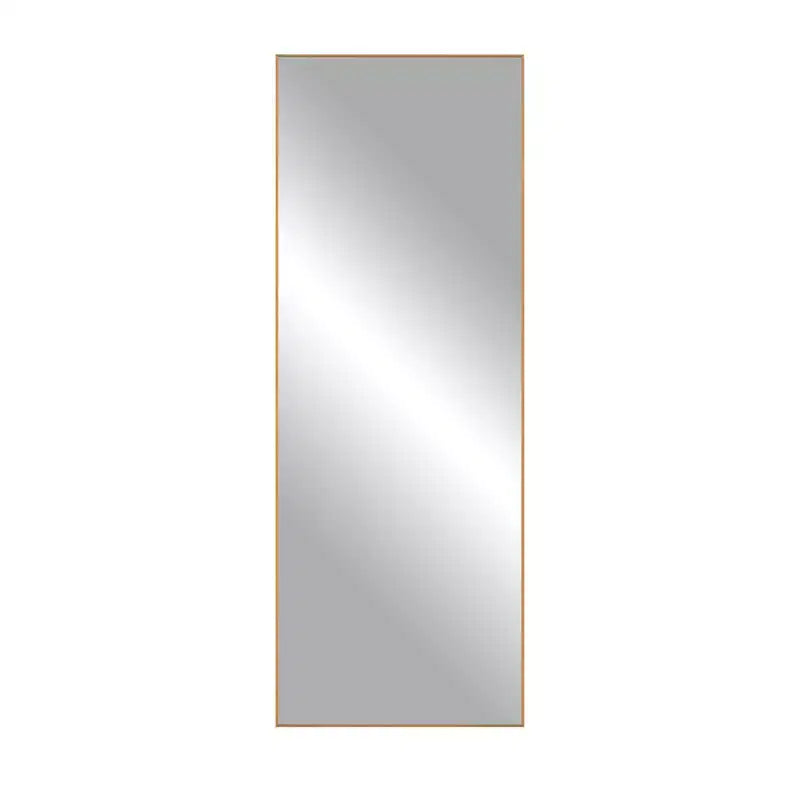 Espejo de cuerpo entero rectangular, recto, dorado, con estructura delgada de aluminio y soporte