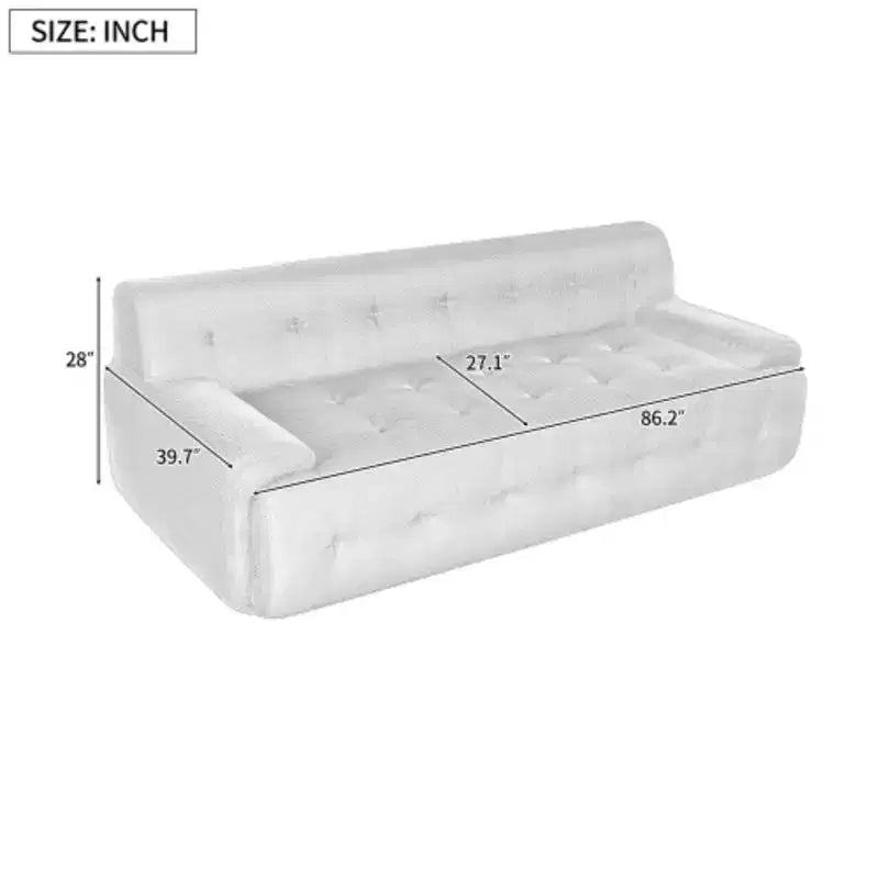 Modernes Sofa im minimalistischen Stil mit getuftetem Design und Polsterung, 3-Sitzer-Kompressionssofa für Wohnzimmer, Schlafzimmer und Apartment