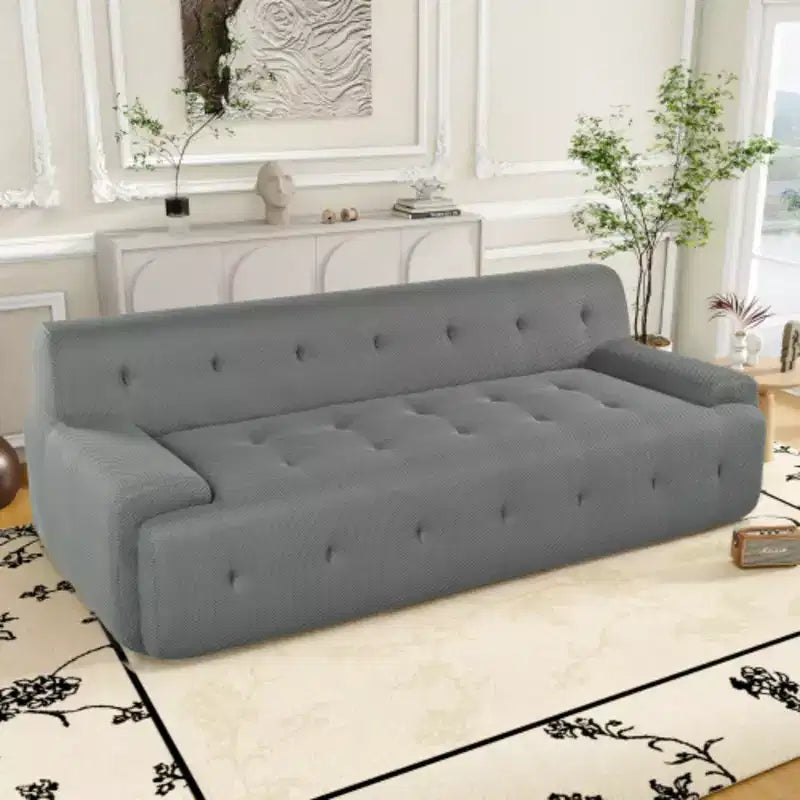 Modernes Sofa im minimalistischen Stil mit getuftetem Design und Polsterung, 3-Sitzer-Kompressionssofa für Wohnzimmer, Schlafzimmer und Apartment