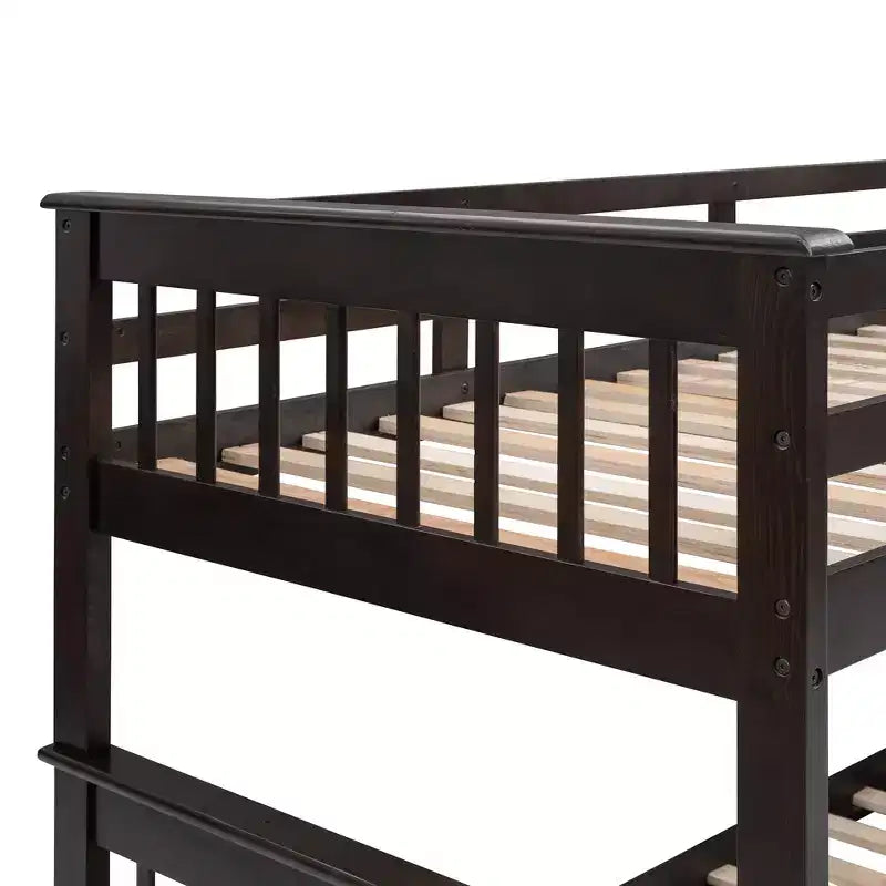 Etagenbett mit Treppe, oben Twin- und unten Full-Größe, mit Schublade, Stauraum und Rausfallschutz