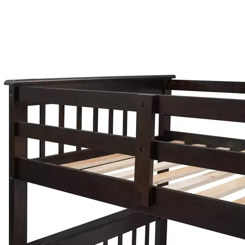 Etagenbett mit Treppe, oben Twin- und unten Full-Größe, mit Schublade, Stauraum und Rausfallschutz