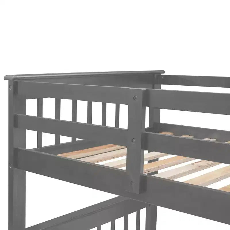Etagenbett mit Treppe, oben Twin- und unten Full-Größe, mit Schublade, Stauraum und Rausfallschutz