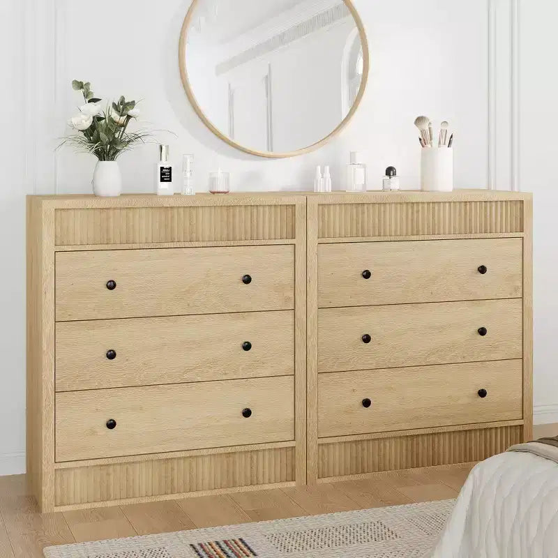 Gerillter Nachttisch mit 3 Schubladen, moderne 31.5 breite Kommode mit Stauraum für Schlafzimmer, Flur und Kinderzimmer