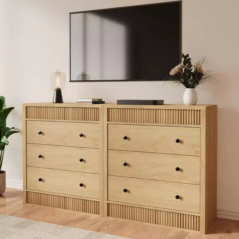 Gerillter Nachttisch mit 3 Schubladen, moderne 31.5 breite Kommode mit Stauraum für Schlafzimmer, Flur und Kinderzimmer