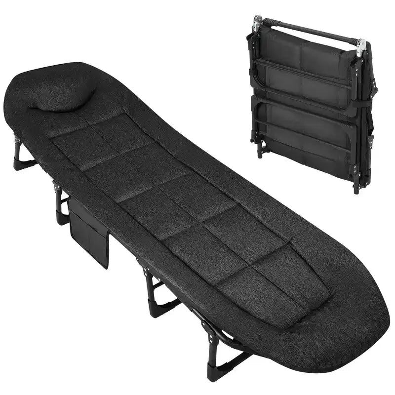 COZONY 79 Folding Camping Cot for Adults with Cushion &amp; Pillow, Portable Heavy Duty Sleeping Bed for Indoor &amp; Outdoor Use