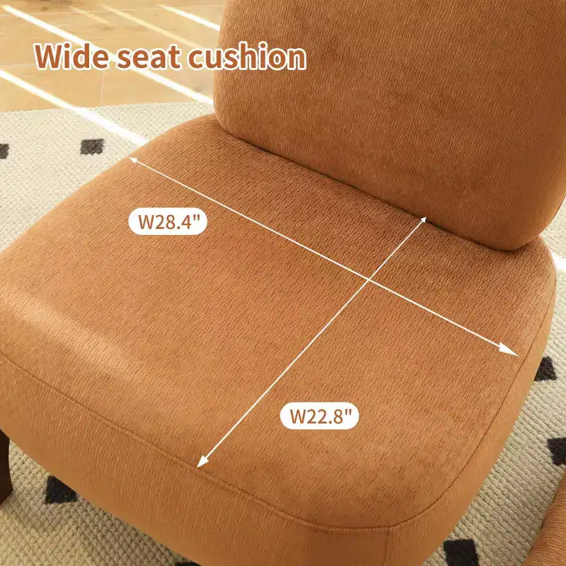 Samt-Akzentstuhl mit Holzbeinen, moderner gepolsterter Seitenstuhl ohne Armlehnen mit Kissen, Lesesessel für Apartment, Wohnzimmer und Schlafzimmer