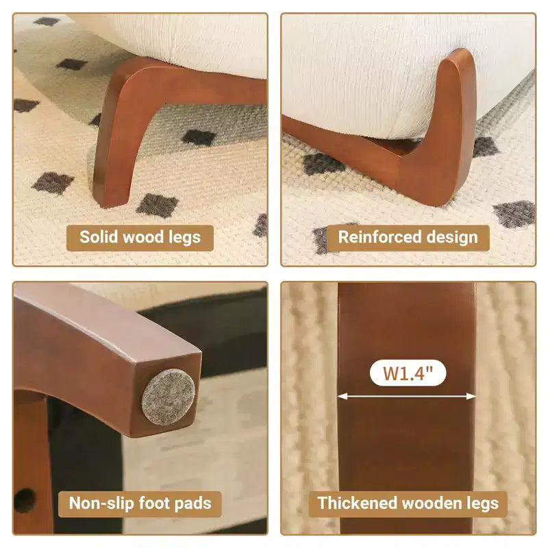 Samt-Akzentstuhl mit Holzbeinen, moderner gepolsterter Seitenstuhl ohne Armlehnen mit Kissen, Lesesessel für Apartment, Wohnzimmer und Schlafzimmer