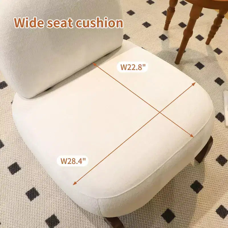 Samt-Akzentstuhl mit Holzbeinen, moderner gepolsterter Seitenstuhl ohne Armlehnen mit Kissen, Lesesessel für Apartment, Wohnzimmer und Schlafzimmer