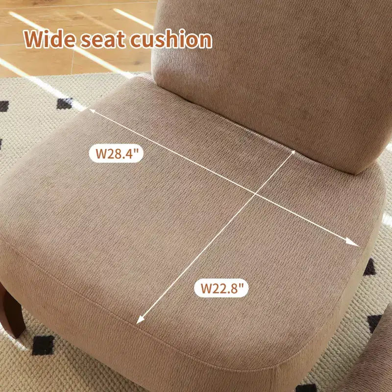 Samt-Akzentstuhl mit Holzbeinen, moderner gepolsterter Seitenstuhl ohne Armlehnen mit Kissen, Lesesessel für Apartment, Wohnzimmer und Schlafzimmer