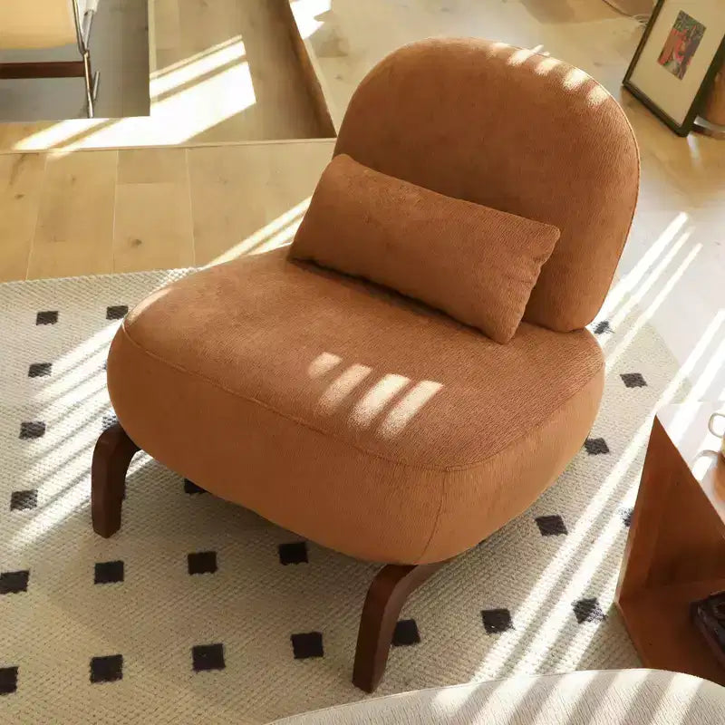 Samt-Akzentstuhl mit Holzbeinen, moderner gepolsterter Seitenstuhl ohne Armlehnen mit Kissen, Lesesessel für Apartment, Wohnzimmer und Schlafzimmer
