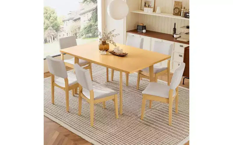 Table de cuisine rectangulaire de 60 pour 4 personnes, table à manger minimaliste avec cadre en bois massif, polyvalente pour la salle à manger et le salon, capacité de 450 lbs