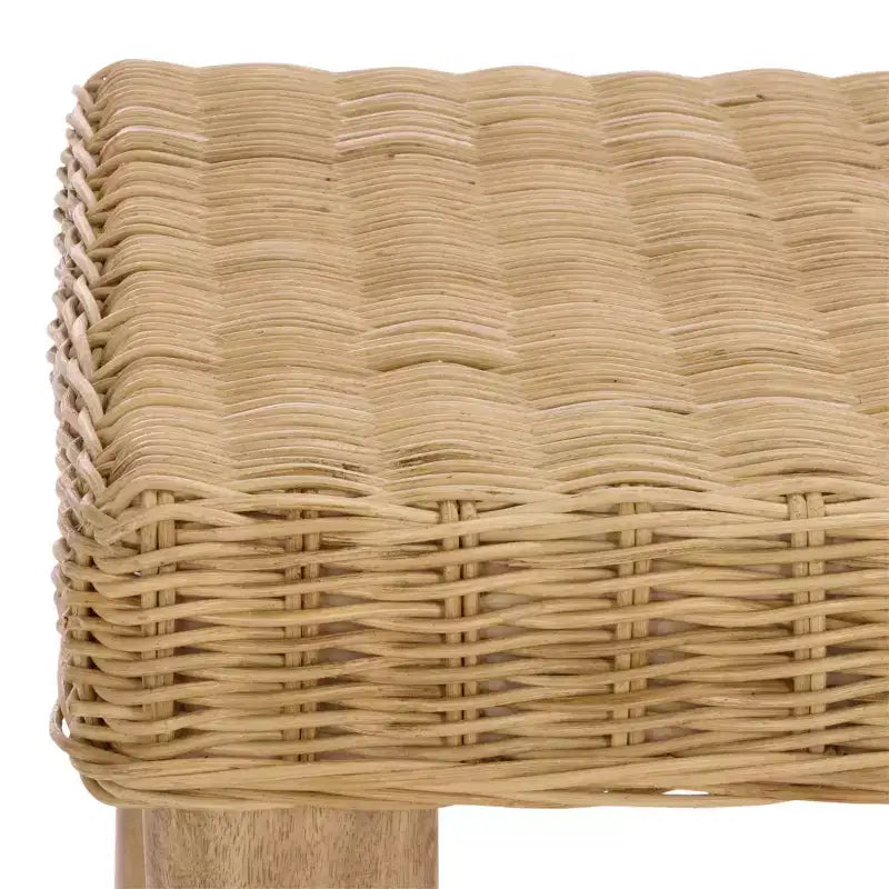 Beistelltisch mit geflochtenem Rand - natürlicher Holzton
