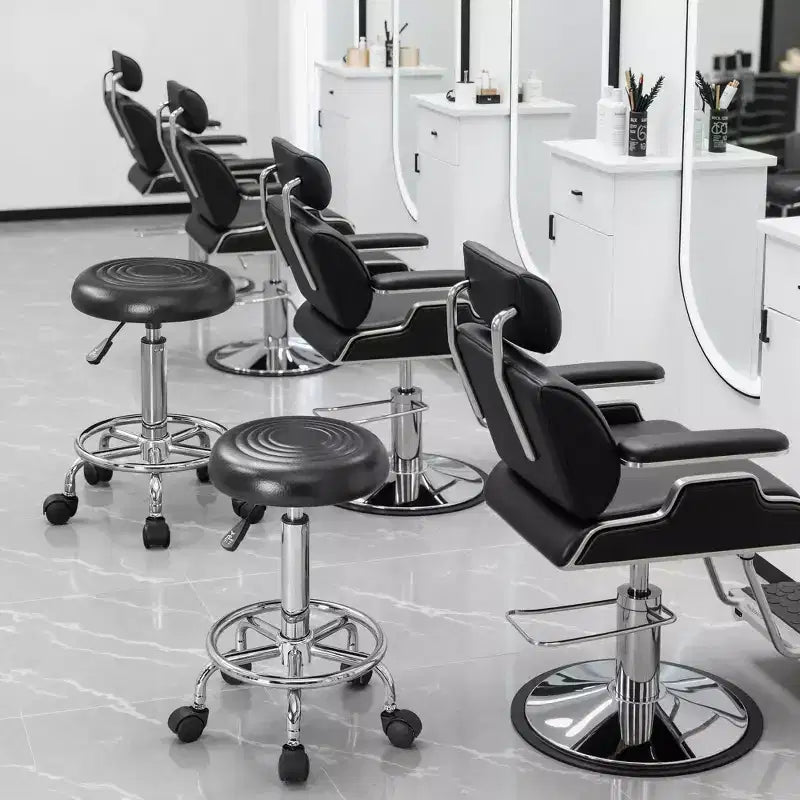 Bürostuhl aus Kunstleder mit verstellbarer Höhe, Drehfunktion, Rollen, ergonomischem Design, Fußstütze und Rädern, Schwarz/Weiß/Blau