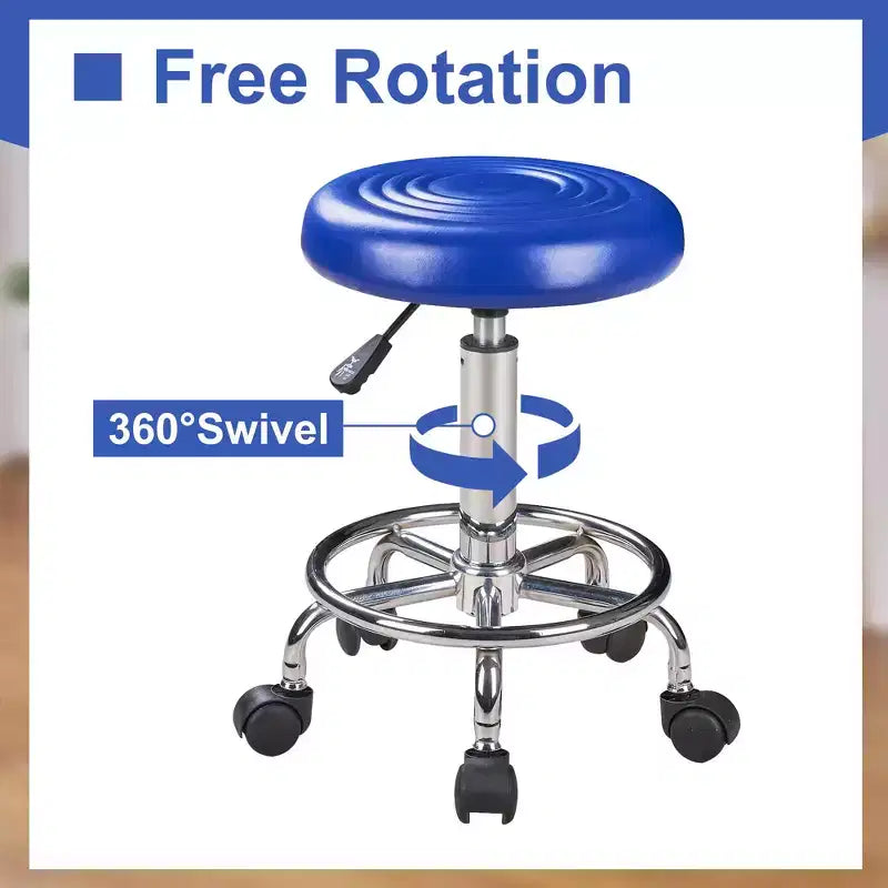 Bürostuhl aus Kunstleder mit verstellbarer Höhe, Drehfunktion, Rollen, ergonomischem Design, Fußstütze und Rädern, Schwarz/Weiß/Blau