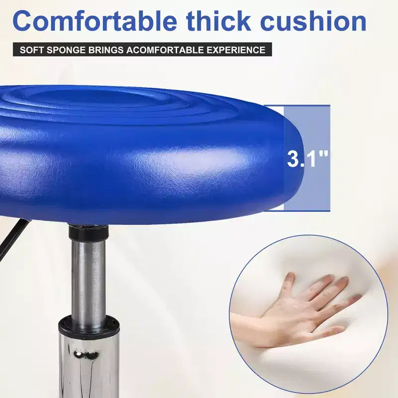 Bürostuhl aus Kunstleder mit verstellbarer Höhe, Drehfunktion, Rollen, ergonomischem Design, Fußstütze und Rädern, Schwarz/Weiß/Blau