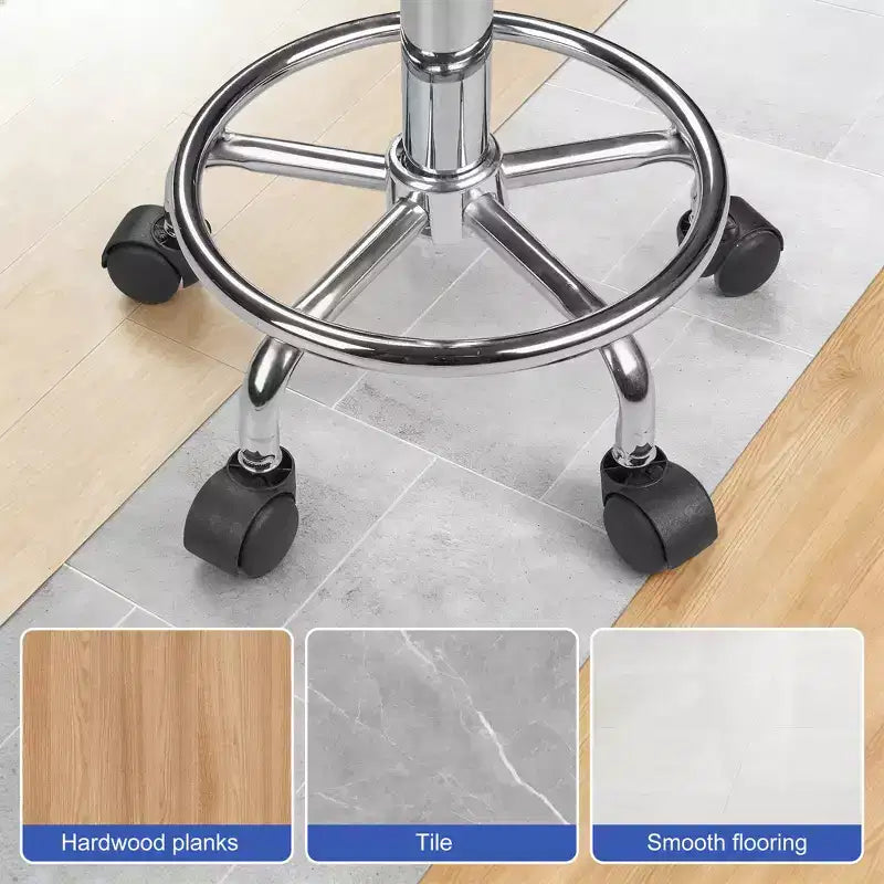 Bürostuhl aus Kunstleder mit verstellbarer Höhe, Drehfunktion, Rollen, ergonomischem Design, Fußstütze und Rädern, Schwarz/Weiß/Blau