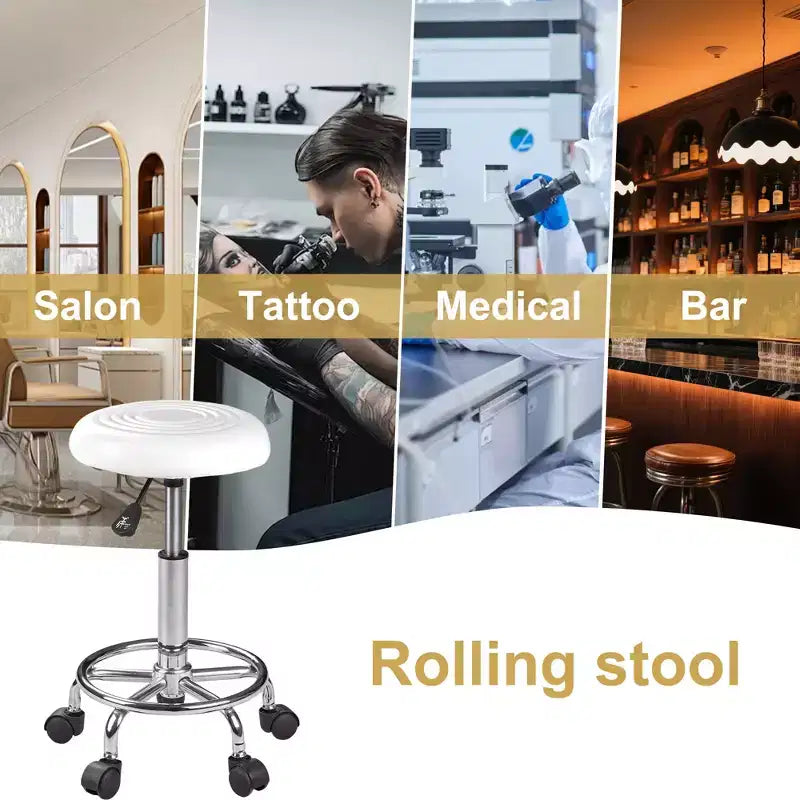 Bürostuhl aus Kunstleder mit verstellbarer Höhe, Drehfunktion, Rollen, ergonomischem Design, Fußstütze und Rädern, Schwarz/Weiß/Blau