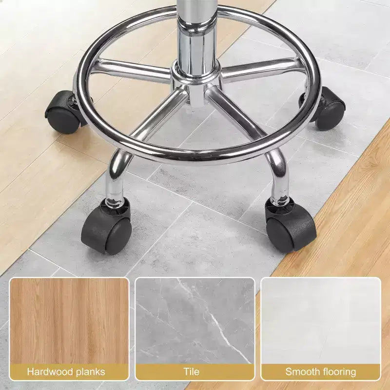 Bürostuhl aus Kunstleder mit verstellbarer Höhe, Drehfunktion, Rollen, ergonomischem Design, Fußstütze und Rädern, Schwarz/Weiß/Blau