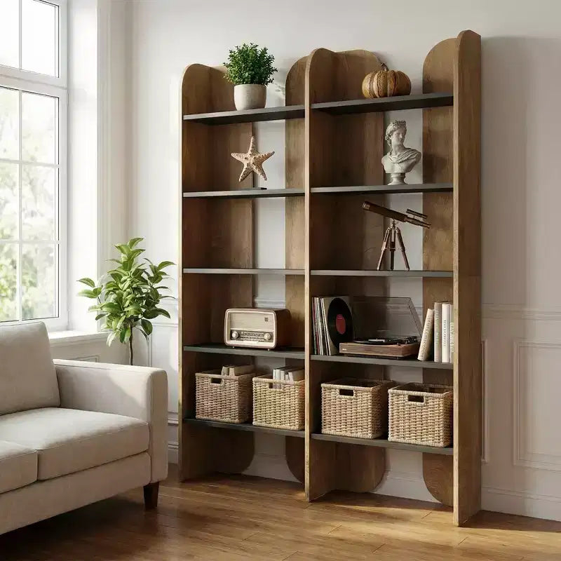 Bibliothèque de style maison de campagne à 5 niveaux, double largeur et ouverte, hauteur de 70.87