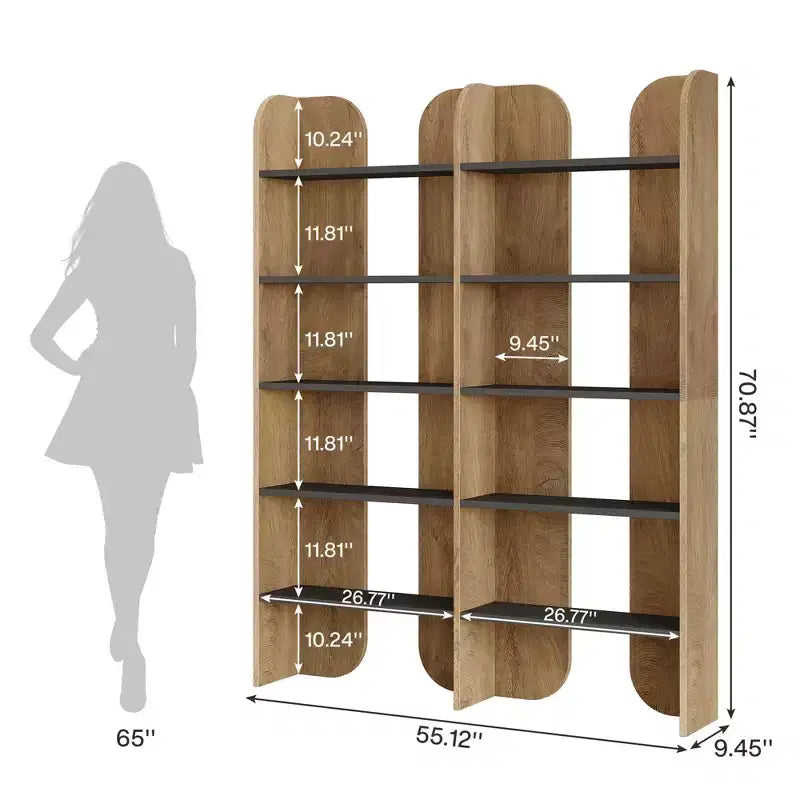 Bibliothèque de style maison de campagne à 5 niveaux, double largeur et ouverte, hauteur de 70.87