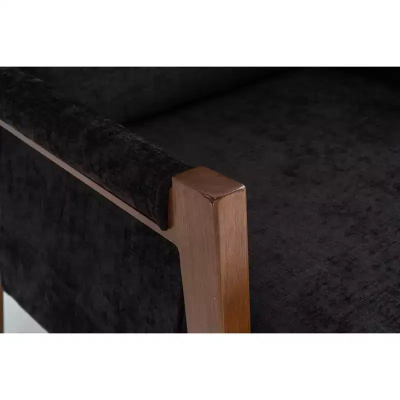 Akzentstuhl im Mid-Century-Modern-Stil mit Chenillebezug, Holz-Loungesessel mit Armlehnen, einzelner Sofasessel für Wohnzimmer und Schlafzimmer