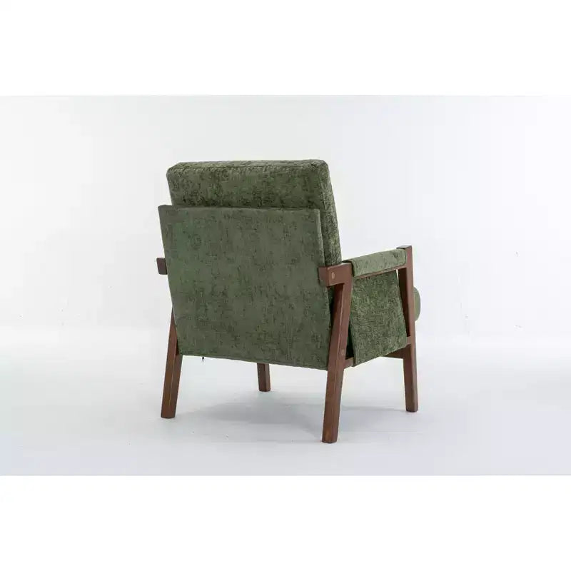 Akzentstuhl im Mid-Century-Modern-Stil mit Chenillebezug, Holz-Loungesessel mit Armlehnen, einzelner Sofasessel für Wohnzimmer und Schlafzimmer
