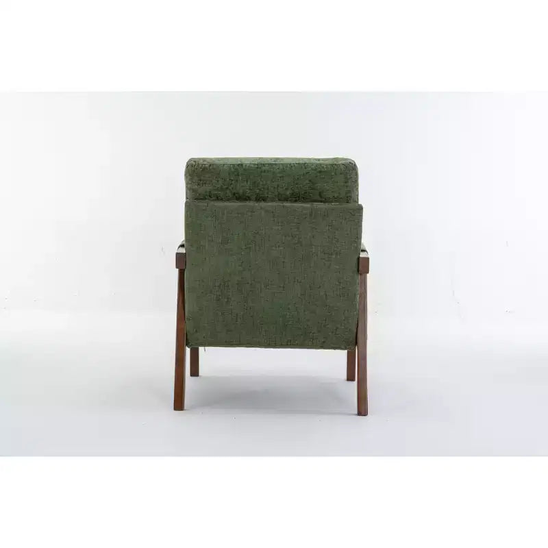 Akzentstuhl im Mid-Century-Modern-Stil mit Chenillebezug, Holz-Loungesessel mit Armlehnen, einzelner Sofasessel für Wohnzimmer und Schlafzimmer