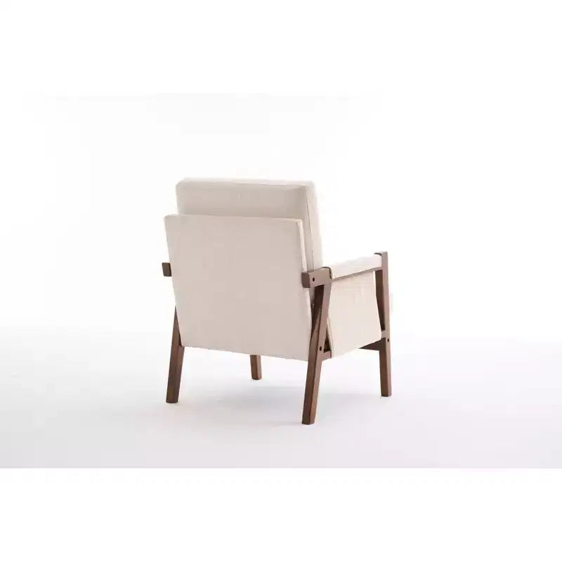 Akzentstuhl im Mid-Century-Modern-Stil mit Chenillebezug, Holz-Loungesessel mit Armlehnen, einzelner Sofasessel für Wohnzimmer und Schlafzimmer